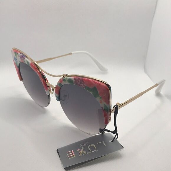 Luxe Retro Cat Eye Floral Pattern Sunglasses - Picture 1 of 3